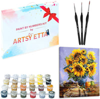 Artsy Etta - Pintura por números para adultos con marco de pinceles y alambre para colgar, kits de pintura para adultos por número en lienzo, pintura para números para adultos - Arteztik
