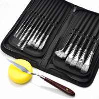 Loteaf - Juego de 17 pinceles de pintura con cuchillo de paleta y esponja para acuarela, acrílico, aceite, bolsa de transporte emergente incluida para artistas, adultos y niños - Arteztik
