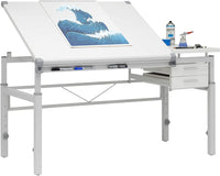 Mesa de trabajo Studio Designs Graphix II. Escritorio de 53.75 x 31.25 x 27-38.75 pulgadas (ancho x diámetro x altura), blanco/gris 10210 - Arteztik
