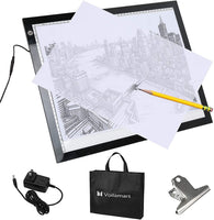 Voilamart - Cuadro de luz LED A2 para cuadro de luz con panel de iluminación, brillo regulable con clip de papel, 2 cables, para dibujo de manualidades, dibujo, plantilla de dibujo - Arteztik
