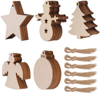 4 piezas grandes sin terminar pintables en blanco de madera de 11.6 x 11.8 pulgadas decoración de festivales de Navidad, árbol de Navidad colgante de madera para niños DIY arte manualidades (letras caseras) - Arteztik
