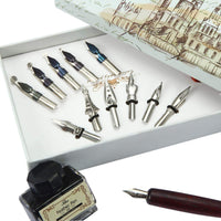 Juego de bolígrafos de caligrafía para caligrafía inglesa de madera, caligrafía hecha a mano con 11 puntas de diferentes estilos, tinta de escritura y pluma estilográfica, caja de regalo - Arteztik
