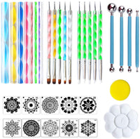 46 plantillas de mandala y 25 piezas de mandala para pintar rocas, puntos de uñas y suministros de dibujo artístico. - Arteztik
