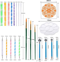 25 Pieces Mandala Dotting Tools, JUNHCZOY Professional Mandala Supplies Tools Kits Include 4 Mandala Stencil, Dotting Pens and Mandala Stencils for Painting Rocks, Doting Nails, Drawing and Drafting - Arteztik
