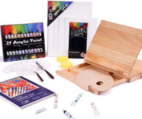 Juego de pintura acrílica, 49 piezas, suministros de pintura profesional, incluye caballete de mesa de madera, pinceles de pintura, pinturas acrílicas, paleta y almohadilla de pintura acrílica, regalo perfecto para artistas, estudiantes y niños - Arteztik

