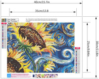 Kit de pintura de diamante para adultos y niños, 5D DIY Abstracto Girasol Diamante Accesorios de arte con taladro redondo completo para decoración de pared del hogar - 15.7 × 11.8 pulgadas - Arteztik
