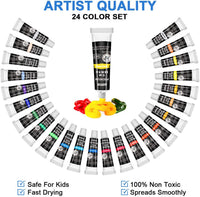 Juego de pintura acrílica, 45 piezas, suministros de pintura profesional, incluye 24 pinturas acrílicas, 16 pinceles de pintura con bolsa, cuchillo de pintura, esponja de arte y paleta de pintura, suministros de manualidades para adultos y niños - Arteztik
