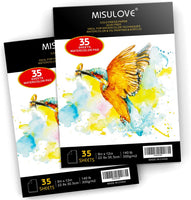 MISULOVE - Papel de acuarela (9.0 x 12.0 in, 35 hojas blancas (140 lb/300 g/m²), prensado en frío para pintura y dibujo y acuarela y lápices de acuarela, húmedos, mixtos - Arteztik

