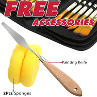 DUGATO - Juego de pinceles de pintura para artistas, 15 piezas, incluye estuche de transporte con paleta y 2 esponjas para acrílico, aceite, acuarela, arte, modelo de escala, cara, pintura por números para adultos - Arteztik
