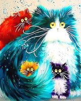 Kit completo de pintura de diamante cuadrada para bricolaje, con diseño de gatos, con diamantes de imitación, para decoración de pared - Arteztik
