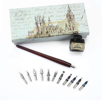 Juego de bolígrafos de caligrafía para caligrafía inglesa de madera, caligrafía hecha a mano con 11 puntas de diferentes estilos, tinta de escritura y pluma estilográfica, caja de regalo - Arteztik
