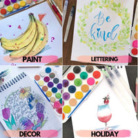Kassa Juego de acuarelas – Kit de pintura para niños y adultos – El paquete incluye bolígrafo de agua (3 tamaños surtidos), papel de color de agua (30 hojas) y juego de pintura de acuarela (21 colores) - Arteztik
