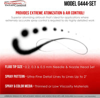 Master Airbrush G444-SET - Juego profesional de aerógrafo de doble acción con control de detalle de doble acción y tarjeta ARC Link - Arteztik
