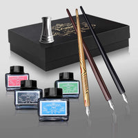 Set de caligrafía para principiantes, 3 bolígrafos de caligrafía, 4 botellas de tinta de 0.5 fl oz, 20 puntas de caligrafía, 1 soporte para bolígrafo de caligrafía, set de pluma de inmersión, regalo perfecto para hombres, mujeres y niños, kit de caligrafí - Arteztik
