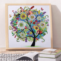 Kits de arte de diamante en forma especial para decoración de pared con bordado de diamante, para pared (11.8 x 11.8 in) (árbol de verano) - Arteztik
