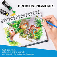 Emooqi - Juego de 48 pinturas de acuarela de colores vibrantes de alta calidad, kit de pintura de pigmento, incluye 3 pinceles, ideal para niños, adultos, artistas, pintura profesional sobre lienzo, madera, arcilla, tela, cerámica - Arteztik
