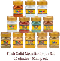 Flash Premium - Juego de 12 pinturas acrílicas iridiscentes sólidas y metálicas de 1.7 fl oz, altamente pigmentadas y resistentes a la decoloración, no tóxicas, pintura multisuperficie para artistas, pintores y niños - Arteztik
