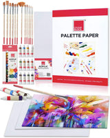 COLOUR BLOCK Juego de pintura acrílica – 12 tubos de pintura acrílica I 12 piezas de nailon marrón, 4 tablas de pintura acrílica I 40 hojas blancas de 37 libras 9 x 12 pulgadas paleta de papel a prueba de sangrado - Arteztik

