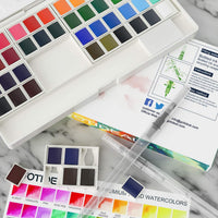 GOTIDEAL Juego de pintura para acuarela, 48 colores vivos en caja de bolsillo, con 2 bolígrafos recargables de agua para mezclar, rico pigmento perfecto para artistas, estudiantes, niños, principiantes y más portátil con paleta - Arteztik
