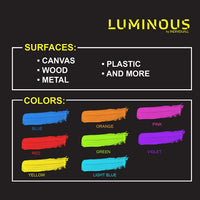 Pintura luminosa 2 en 1 brillante en la oscuridad y UV negra – Juego de 8 pinturas fluorescentes y autónomas luminosas – Pintura fosforescente – Pintura de neón brillante por individuall - Arteztik
