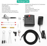 Airbrush AGPTEK Mini aerógrafo con compresor de aire, kit de aerógrafo portátil de doble acción para decoración de tartas, herramientas de manualidades, maquillaje, pintura y manicura - Arteztik
