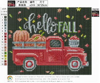 Apomelo - Kit de pintura de diamante de 10 x 12 pulgadas, camión de calabaza roja, taladro completo, pintura de diamantes por números, kit de arte de diamante para decoración, Hello Fall - Arteztik
