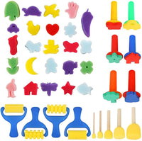 YGDZ - 39 esponjas de pintura para niños, brochas de pintura para niños, sellos de espuma, herramientas de dibujo para niños pequeños - Arteztik
