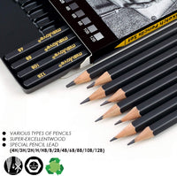 MISULOVE - Juego de lápices de dibujo profesional, 12 lápices de grafito (12B - 4H), ideal para dibujar artes, bocetos, sombreado, para principiantes y artistas profesionales. - Arteztik
