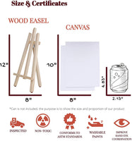 Art Canvas Paint Set Supplies - Kit de pintura acrílica de 63 piezas con caballete de madera y peg Dolls, lienzos de 8 x 10 pulgadas, 12 pinturas lavables no tóxicas, 5 pinceles, paleta y guía de mezcla de colores - Arteztik
