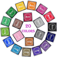 Almohadilla de tinta para huellas dactilares para niños, almohadillas de tinta de arcoíris para manualidades, sellos de goma para pareja, color de bricolaje, regalo para niños y niñas (paquete de 20) (B) - Arteztik
