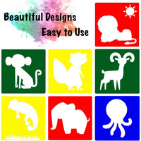 Plantillas de animales para niños – Juego de plantillas lavables (14 unidades, 8 x 8 pulgadas) - Arteztik
