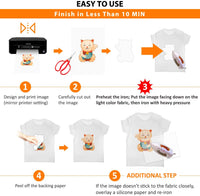 Transfer Master - Papel de transferencia de calor para impresora de inyección de tinta, papel de transferencia de planchado para telas ligeras, 8.5 x 11.0 in, camisetas personalizadas - Arteztik

