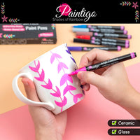 Paintigo - Juego de 12 rotuladores acrílicos con base de agua, punta extra fina de 0.028 in, ideal para vidrio, tela, cerámica, madera, porcelana, lienzo, pintura de roca, taza de bricolaje - Arteztik
