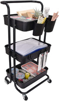 StorageWorks - Carro rodante de 3 niveles, organizador de almacenamiento con ruedas bloqueables para dormitorio, rosa, 16.7 pulgadas de largo x 14 pulgadas de ancho x 33.4 pulgadas de alto - Arteztik
