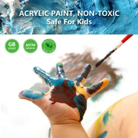 Acrylic Paint Set, 24x12ml/Tube Portable Paint Kit with Premium Paint Brushes, Mixing Knife, Paint Pallet and Sponge, Painting Travel Set Arts Crafts Supplies for Kids Adults - Arteztik
