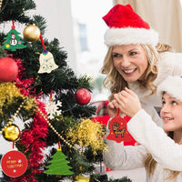 Adornos de Navidad de madera sin terminar, 25 piezas DIY manualidades de Navidad para niños, kit de recortes de madera natural con gemelos Pom-Poms ojos gústicos, rebanada de madera predillada para decoraciones colgantes del árbol de Navidad - Arteztik
