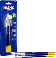 Prang Hobby 94005 - Juego de pinceles para óleo, acuarela, acrílico y tempera, mango de madera, cerdas blancas, 5 tamaños surtidos - Arteztik
