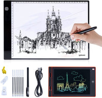 Caja de luz LED A4, trace Light Pad Drawing Adjustable Brightness Tracer, USB Power Ultra Thin Portable Light Pad, adecuado para DIY 5D Diamond Drawing Sketch Pad, con tablero de dibujo LCD - Arteztik
