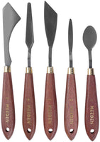 Juego de 5 cuchillos de pintura MEEDEN, versátil espátula de acero inoxidable, paleta de cuchillo, rascador de pintura para aceite acrílico y más - Arteztik
