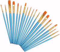 Suproot Juego de pinceles de pintura, 10 pinceles planos para acuarela, aceite, pintura acrílica y manualidades, uñas, pintura facial (cepillo azul) (negro) - Arteztik
