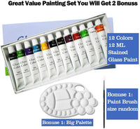 Lasten Pintura para vidrio. Pintura y arte en vidrio. Juego de pintura para vidrio, no tóxica. Juego de pinturas permanentes para vidrio, de 12 colores, con base de laca, para pintar vitrales. Ventanas con galería de vitrales. - Arteztik
