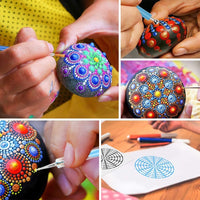 welltop Mandala Dotting Tools Set, 27pcs Mandala Painting Dotting Plantillas Kit con Mandala Painting Stencil y Gemstone Sticker para Rocks Painting, Nail Art Painting, Clay Pottery Craft, Coloring - Arteztik
