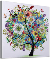 Kits de arte de diamante en forma especial para decoración de pared con bordado de diamante, para pared (11.8 x 11.8 in) (árbol de verano) - Arteztik
