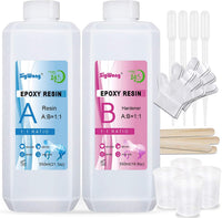 Kit de revestimiento de cristal transparente de resina epoxi, 40 onzas, resina de fundición de 2 piezas para arte, manualidades, fabricación de joyas, mesas de río, guantes adicionales, taza de medición, palos de madera y cuentagotas - Arteztik
