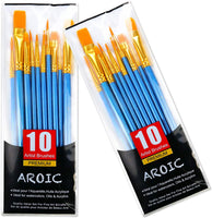 Juego de pinceles de pintura acrílica, 2 paquetes / 20 cepillos de pelo de nailon para todo tipo de acuarelas, pintura al óleo, kits profesionales - Arteztik
