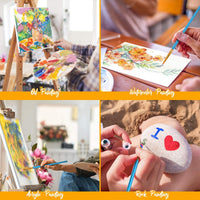 Juego de pinceles de pintura acrílica, 20 unidades, pinceles de pintura para pintura acrílica, óleo, acuarela, pintura de carrocería para Halloween, calabaza, roca, miniatura, suministros de manualidades para adultos y niños - Arteztik
