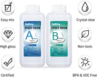Kit de revestimiento de cristal transparente de resina epoxi, 19.1 oz, resina de fundición de 2 piezas para arte, manualidades, fabricación de joyas, mesas de río, guantes adicionales, taza de medición, palos de madera y cuentagotas - Arteztik

