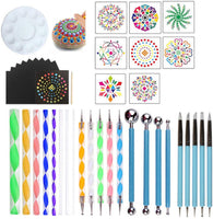 Juego de 41 herramientas de punteado de mandala de HFBlins, herramientas de pintura, pinceles y bandeja de pintura para lienzo, rocas y manualidades, suministros de arte de dibujo, manualidades para niños, arte de uñas, pintura - Arteztik
