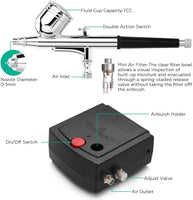 Airbrush AGPTEK Mini aerógrafo con compresor de aire, kit de aerógrafo portátil de doble acción para decoración de tartas, herramientas de manualidades, maquillaje, pintura y manicura - Arteztik
