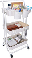 StorageWorks - Carro rodante de 3 niveles, organizador de almacenamiento con ruedas bloqueables para dormitorio, rosa, 16.7 pulgadas de largo x 14 pulgadas de ancho x 33.4 pulgadas de alto - Arteztik
